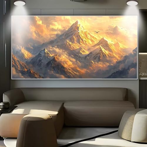 Diamond Painting Großes XXL 80x150cm Diamant Painting Bilder Sonnenuntergang Berg Diamond Art Erwachsene DIY Full Round Diamant Malerei zubehör Set Kreuzstich Bilder Home Wand Dekor Geschenk C21 von cppxinng