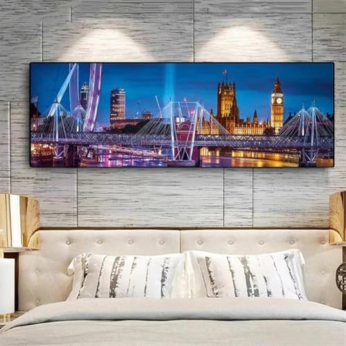 Diamond Painting Großes XXL 80x150cm Diamant Painting Bilder Stadt Nachtszene Diamond Art Erwachsene DIY Full Round Diamant Kunst Malerei zubehör Set Kreuzstich Bilder Home Wand Dekor Geschenk I91 von cppxinng