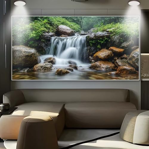 Diamond Painting Großes XXL 80x150cm Diamant Painting Bilder Wasserfall Landschaft Diamond Art Erwachsene DIY Full Round Diamant Malerei zubehör Set Kreuzstich Bilder Home Wand Dekor Geschenk A67 von cppxinng