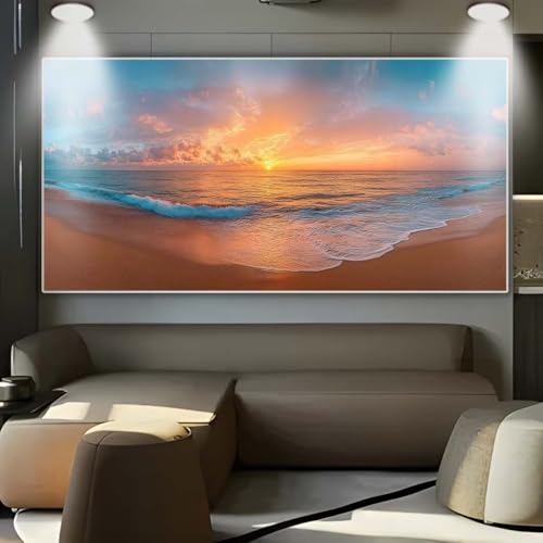 Diamond Painting Großes XXL 90x160cm Diamant Painting Bilder Sonnenuntergang Strand Diamond Art Erwachsene DIY Full Round Diamant Malerei zubehör Set Kreuzstich Bilder Home Wand Dekor Geschenk C29 von cppxinng