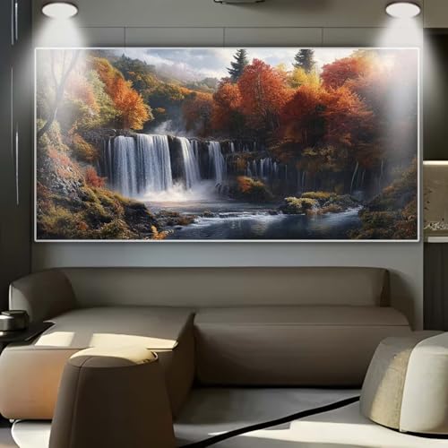 Diamond Painting Herbst Wasserfall，Diamond Painting Erwachsene Groß XXL 30x80cm，Diamant Painting eckige steine Bilder，Diamond Art zubehör cross stitch kit，diamond Stickerei set Home Wand Dekor D4 von cppxinng