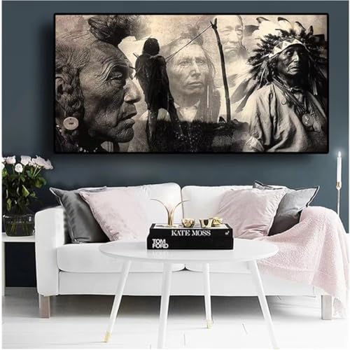 Diamond Painting Indianer Stammesangehöriger，Diamond Painting Erwachsene Groß 100x250cm，Diamant Painting Round steine Bilder，Diamond Art zubehör cross stitch kit，diamond Stickerei set Home Dekor I62 von cppxinng