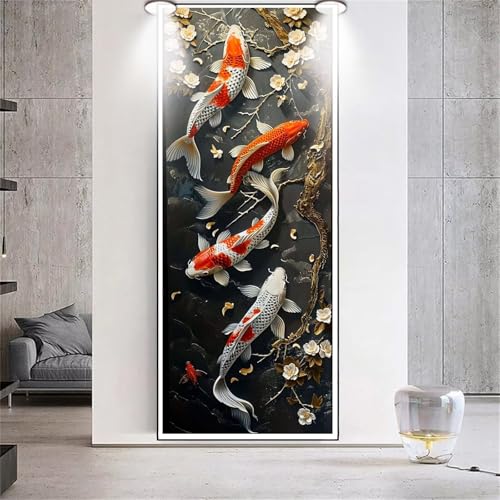 Diamond Painting Japanischer Stil Koi-Fische，Diamond Painting Erwachsene Groß 70x160cm，Diamant Painting eckige steine Bilder，Diamond Art zubehör cross stitch kit，diamond Stickerei set Home Dekor H22 von cppxinng