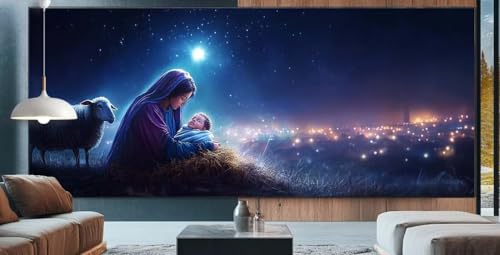 Diamond Painting Jesus Diamond Painting Kinder Schaf Malen Nach Zahlen mit Round Steine Zubehör,DIY Diamant Kunst Malerei Stickerei Set Mosaik Basteln Mädchen,Home Deko Geschenke Männer 55x130cm K89 von cppxinng