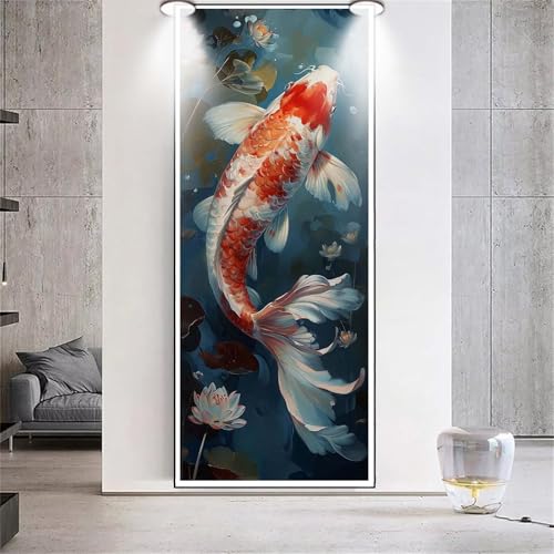 Diamond Painting Koi-Fische，Diamond Painting Erwachsene Groß XXL 100x250cm，Diamant Painting eckige steine Bilder，Diamond Art zubehör cross stitch kit，diamond Stickerei set Home Wand Dekor Gifts G66 von cppxinng