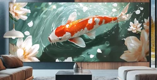 Diamond Painting Koi-Fische Diamond Painting Erwachsene Groß XXL 70x160cm Diamant Painting Bilder Blume,Full Square Diamant Kunst Malerei Stickerei Kreuzstich Set Home Dekor Geschenke für Frauen D74 von cppxinng