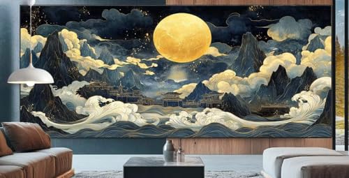 Diamond Painting Landschaft Diamond Painting Kinder Mond Malen Nach Zahlen mit Round Steine Zubehör,DIY Diamant Kunst Malerei Set Mosaik Basteln Mädchen,Home Deko Geschenke Männer 30x80cm L38 von cppxinng