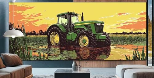 Diamond Painting Landschaft Diamond Painting Kinder Traktor Malen Nach Zahlen mit Round Steine Zubehör,DIY Diamant Kunst Malerei Set Mosaik Basteln Mädchen,Home Deko Geschenke Männer 30x80cm K37 von cppxinng