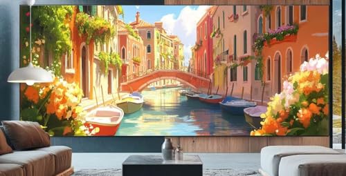 Diamond Painting Landschaft Diamond Painting Kinder Venedig Malen Nach Zahlen mit Round Steine Zubehör,DIY Diamant Kunst Malerei Set Mosaik Basteln Mädchen,Home Deko Geschenke Männer 30x80cm K46 von cppxinng