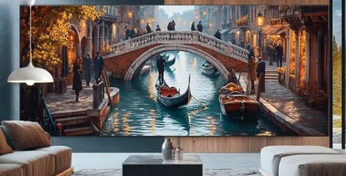 Diamond Painting Landschaft Diamond Painting Kinder Venedig Malen Nach Zahlen mit Round Steine Zubehör,DIY Diamant Kunst Malerei Set Mosaik Basteln Mädchen,Home Deko Geschenke Männer 30x80cm K47 von cppxinng