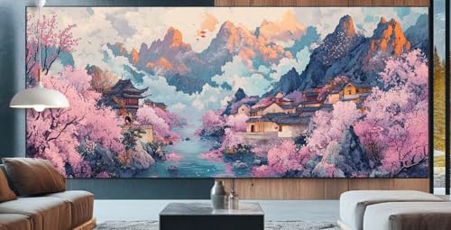 Diamond Painting Landschaft Diamond Painting Kinder japanisch Malen Nach Zahlen mit Round Steine Zubehör,DIY Diamant Kunst Malerei Set Mosaik Basteln Mädchen,Home Deko Geschenke Männer 40x100cm J36 von cppxinng