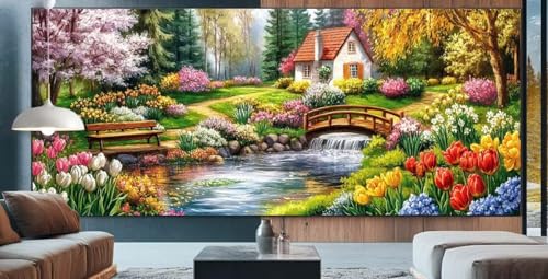 Diamond Painting Landschaft Diamond Painting Kinder ländlich Malen Nach Zahlen mit Round Steine Zubehör,DIY Diamant Kunst Malerei Set Mosaik Basteln Mädchen,Home Deko Geschenke Männer 30x80cm K30 von cppxinng