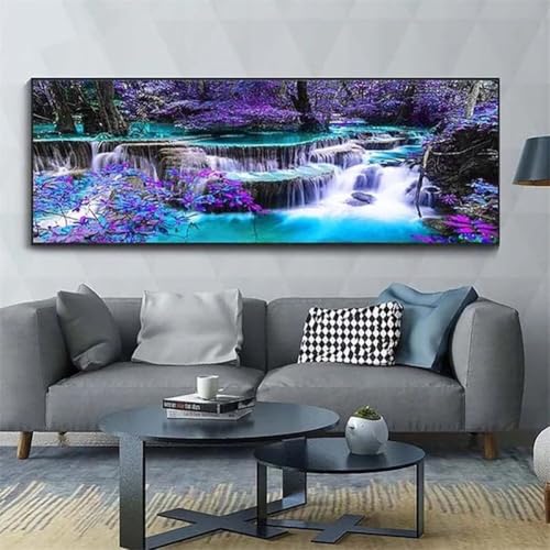 Diamond Painting Lila Wasserfall，Diamond Painting Erwachsene Groß XXL 100x250cm，Diamant Painting Round steine Bilder，Diamond Art zubehör cross stitch kit，diamond Stickerei set Home Wand Dekor I58 von cppxinng