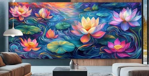 Diamond Painting Lotus Diamond Painting Erwachsene Groß XXL 100x250cm Diamant Painting Bilder Karikatur,Full Square Diamant Kunst Malerei Stickerei Kreuzstich Set Home Dekor Geschenke für Frauen E66 von cppxinng