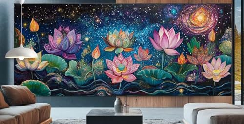 Diamond Painting Lotus Diamond Painting Erwachsene Groß XXL 30x80cm Diamant Painting Bilder Blume,Full Square Diamant Kunst Malerei Stickerei Kreuzstich Set Home Wand Dekor Geschenke für Frauen E58 von cppxinng