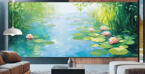 Diamond Painting Lotus Diamond Painting Erwachsene Groß XXL 50x120cm Diamant Painting Bilder See,Full Square Diamant Kunst Malerei Stickerei Kreuzstich Set Home Wand Dekor Geschenke für Frauen E57 von cppxinng