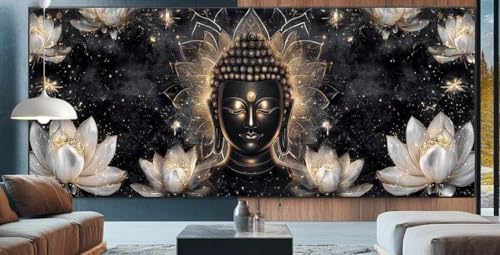 Diamond Painting Lotus Diamond Painting Erwachsene Groß XXL 70x160cm Diamant Painting Bilder Buddha,Full Square Diamant Kunst Malerei Stickerei Kreuzstich Set Home Wand Dekor Geschenke für Frauen E44 von cppxinng