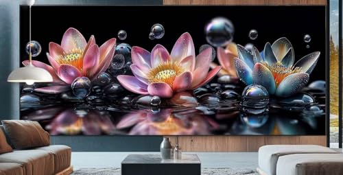 Diamond Painting Lotus Diamond Painting Erwachsene Groß XXL 90x200cm Diamant Painting Bilder Blume,Full Square Diamant Kunst Malerei Stickerei Kreuzstich Set Home Wand Dekor Geschenke für Frauen E60 von cppxinng