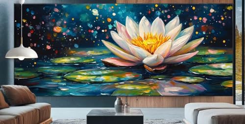 Diamond Painting Lotus Diamond Painting Kinder Blume Diamond Painting Erwachsene 100x200cm Diamant Painting Bilder mit Eckige Diamond Painting Zubehör,Home Deko Wohnzimmer Geschenke für Männer E64 von cppxinng