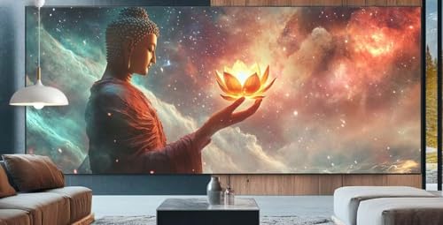 Diamond Painting Lotus Diamond Painting Kinder Buddha Diamond Painting Erwachsene 80x150cm Diamant Painting Bilder mit Eckige Diamond Painting Zubehör,Home Deko Wohnzimmer Geschenke für Männer E49 von cppxinng