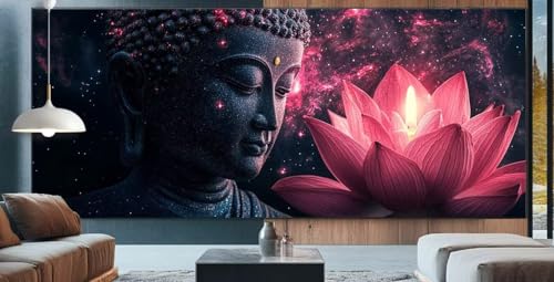 Diamond Painting Lotus Diamond Painting Kinder Buddha Diamond Painting Erwachsene 90x160cm Diamant Painting Bilder mit Eckige Diamond Painting Zubehör,Home Deko Wohnzimmer Geschenke für Männer E51 von cppxinng