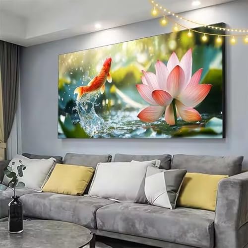 Diamond Painting Lotus Diamond Painting Kinder Fisch Malen Nach Zahlen mit Eckige Steine Zubehör,DIY Diamant Malerei Puzzle Arts Stickerei Mosaik Bastelset Erwachsene,Deko Geschenke 160x90cm C315 von cppxinng