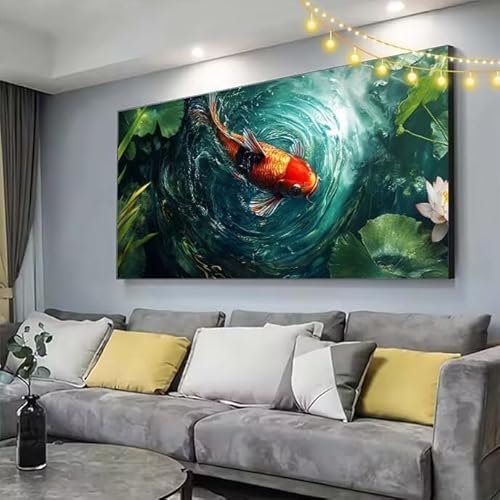 Diamond Painting Lotus Diamond Painting Kinder Koi Malen Nach Zahlen mit Eckige Steine Zubehör,DIY Diamant Malerei Puzzle Arts Stickerei Mosaik Bastelset Erwachsene,Home Deko Geschenke 160x90cm C312 von cppxinng