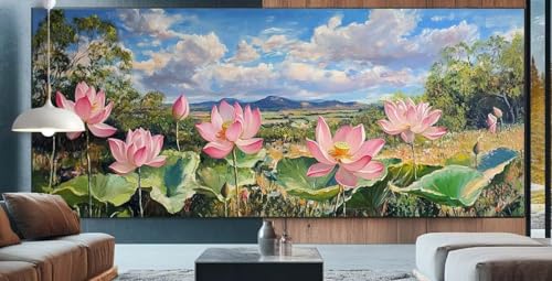 Diamond Painting Lotus Diamond Painting Kinder Landschaft Diamond Painting Erwachsene 80x150cm Diamant Painting Bilder mit Eckige Diamond Painting Zubehör,Home Deko Wohnzimmer Geschenke für Männer E38 von cppxinng