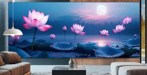 Diamond Painting Lotus Diamond Painting Kinder Rosa Diamond Painting Erwachsene 80x150cm Diamant Painting Bilder mit Eckige Diamond Painting Zubehör,Home Wand Deko Wohnzimmer Geschenke für Männer E37 von cppxinng