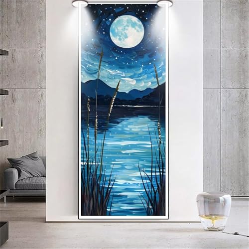 Diamond Painting Mond Landschaft，Diamond Painting Erwachsene Groß XXL 80x180cm，Diamant Painting eckige steine Bilder，Diamond Art zubehör cross stitch kit，diamond Stickerei set Home Wand Dekor F86 von cppxinng