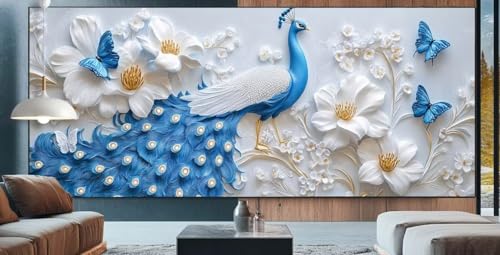 Diamond Painting Pfau Diamond Painting Erwachsene Groß XXL 80x180cm Diamant Painting Bilder Blume,Full Square Diamant Kunst Malerei Stickerei Kreuzstich Set Home Wand Dekor Geschenke für Frauen E12 von cppxinng