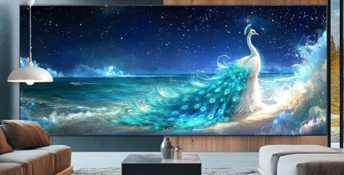 Diamond Painting Pfau Diamond Painting Kinder Strand Diamond Painting Erwachsene 80x150cm Diamant Painting Bilder mit Eckige Diamond Painting Zubehör,Home Wand Deko Wohnzimmer Geschenke für Männer E10 von cppxinng