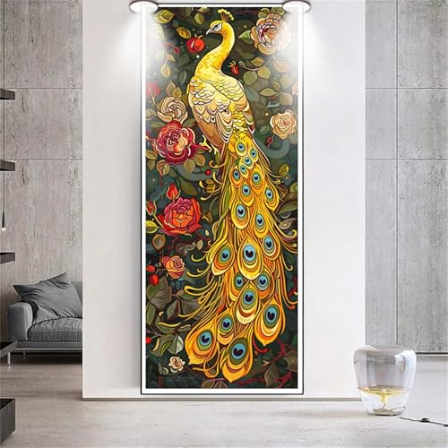 Diamond Painting Pfau Tier，Diamond Painting Erwachsene Groß XXL 50x120cm，Diamant Painting eckige steine Bilder，Diamond Art zubehör cross stitch kit，diamond Stickerei set Home Wand Dekor Gifts F99 von cppxinng