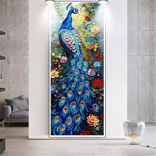 Diamond Painting Pfau Tier，Diamond Painting Erwachsene Groß XXL 70x160cm，Diamant Painting eckige steine Bilder，Diamond Art zubehör cross stitch kit，diamond Stickerei set Home Wand Dekor Gifts F97 von cppxinng