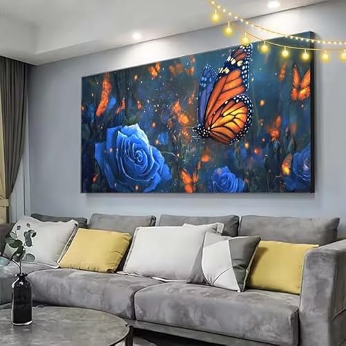 Diamond Painting Schmetterling Diamond Painting Kinder Blume Malen Nach Zahlen mit Eckige Steine Zubehör,DIY Diamant Malerei Puzzle Stickerei Mosaik Bastelset Erwachsene,Deko Geschenke 160x70cm C337 von cppxinng