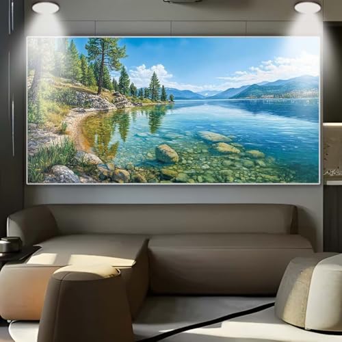 Diamond Painting See Wald，Diamond Painting Erwachsene Groß XXL 100x250cm，Diamant Painting eckige steine Bilder，Diamond Art zubehör cross stitch kit，diamond Stickerei set Home Wand Dekor Gifts A27 von cppxinng