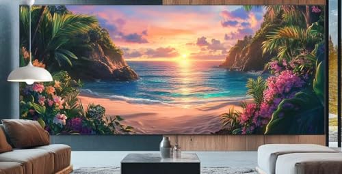 Diamond Painting Sonnenuntergang Diamond Painting Erwachsene Groß XXL 60x150cm Diamant Painting Bilder Strand,Full Square Diamant Kunst Malerei Stickerei Kreuzstich Set Home Dekor Geschenke Frauen F5 von cppxinng