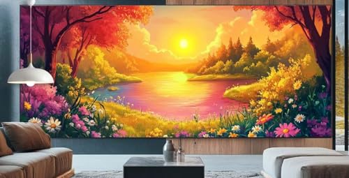 Diamond Painting Sonnenuntergang Diamond Painting Erwachsene Groß XXL 70x160cm Diamant Painting Bilder See,Full Square Diamant Kunst Malerei Stickerei Kreuzstich Set Home Dekor Geschenke Frauen F12 von cppxinng