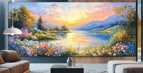 Diamond Painting Sonnenuntergang Diamond Painting Erwachsene Groß XXL 90x200cm Diamant Painting Bilder See,Full Square Diamant Kunst Malerei Stickerei Kreuzstich Set Home Dekor Geschenke Frauen F11 von cppxinng