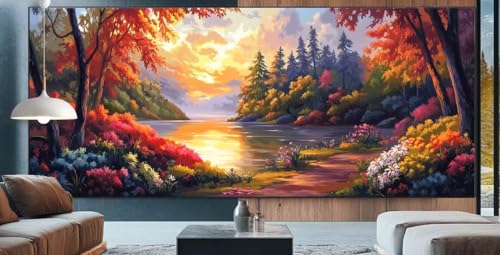 Diamond Painting Sonnenuntergang Diamond Painting Erwachsene Groß XXL 90x200cm Diamant Painting Bilder Wald,Full Square Diamant Kunst Malerei Stickerei Kreuzstich Set Home Dekor Geschenke Frauen F27 von cppxinng