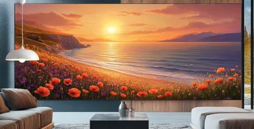 Diamond Painting Sonnenuntergang Diamond Painting Kinder Landschaft Diamond Painting Erwachsene 100x200cm Diamant Painting Bilder mit Eckige Diamond Painting Zubehör,Home Deko Geschenke für Männer E84 von cppxinng