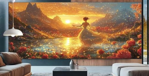 Diamond Painting Sonnenuntergang Diamond Painting Kinder Prinzessin Diamond Painting Erwachsene 100x200cm Diamant Painting Bilder mit Eckige Diamond Painting Zubehör,Home Deko Geschenke für Männer E88 von cppxinng