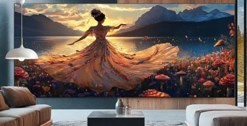 Diamond Painting Sonnenuntergang Diamond Painting Kinder Prinzessin Diamond Painting Erwachsene 100x200cm Diamant Painting Bilder mit Eckige Diamond Painting Zubehör,Home Deko Geschenke für Männer E89 von cppxinng