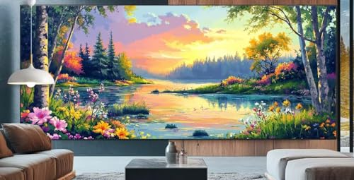 Diamond Painting Sonnenuntergang Diamond Painting Kinder See Diamond Painting Erwachsene 100x200cm Diamant Painting Bilder mit Eckige Diamond Painting Zubehör,Home Deko Wand Geschenke für Männer F8 von cppxinng