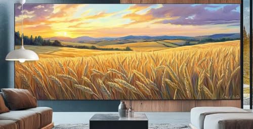 Diamond Painting Sonnenuntergang Diamond Painting Kinder Weizenfeld Diamond Painting Erwachsene 100x200cm Diamant Painting Bilder mit Eckige Diamond Painting Zubehör,Home Deko Geschenke für Männer F18 von cppxinng