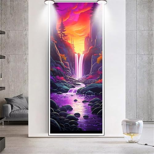 Diamond Painting Sonnenuntergang Wasserfall，Diamond Painting Erwachsene Groß 60x150cm，Diamant Painting Round steine Bilder，Diamond Art zubehör cross stitch kit，diamond Stickerei set Home Dekor H33 von cppxinng