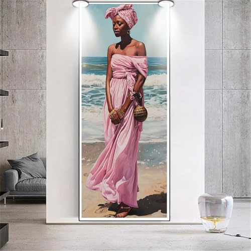 Diamond Painting Strand afrikanische Schönheit，Diamond Painting Erwachsene Groß 80x180cm，Diamant Painting eckige steine Bilder，Diamond Art zubehör cross stitch kit，diamond Stickerei set Home Dekor F65 von cppxinng