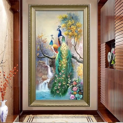 Diamond Painting Tiere Pfau，Diamond Painting Erwachsene Groß XXL 80x180cm，Diamant Painting Round steine Bilder，Diamond Art zubehör cross stitch kit，diamond Stickerei set Home Wand Dekor Gifts J13 von cppxinng