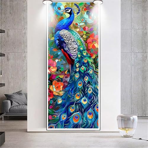 Diamond Painting Tiere Pfau，Diamond Painting Erwachsene Groß XXL 80x180cm，Diamant Painting eckige steine Bilder，Diamond Art zubehör cross stitch kit，diamond Stickerei set Home Wand Dekor Gifts F95 von cppxinng