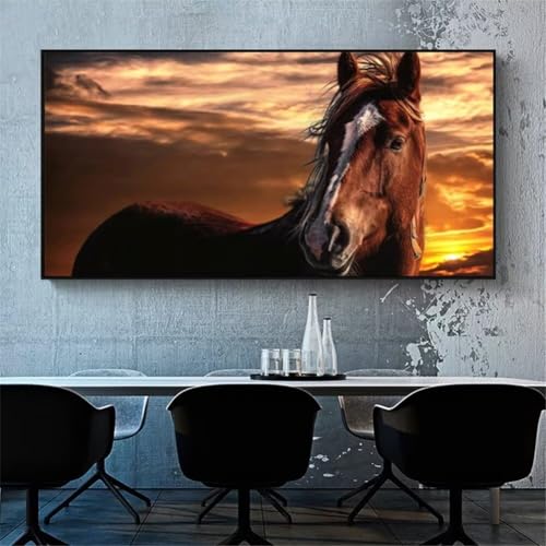 Diamond Painting Tiere Pferd，Diamond Painting Erwachsene Groß XXL 100x250cm，Diamant Painting Round steine Bilder，Diamond Art zubehör cross stitch kit，diamond Stickerei set Home Wand Dekor Gifts I4 von cppxinng